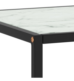 Table basse Noir avec verre marbre blanc 120x50x35 cm