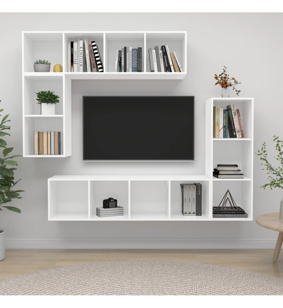 Ensemble de meubles TV 4 pcs Blanc Bois d'ingénierie