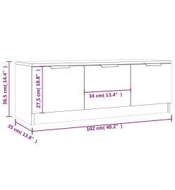 Meuble TV Blanc 102x35x36,5 cm Bois d'ingénierie