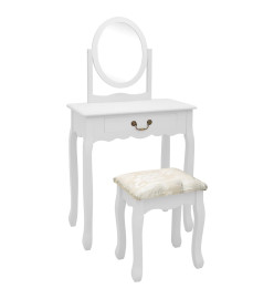 Coiffeuse et tabouret Blanc 65x36x128 cm Bois de paulownia MDF