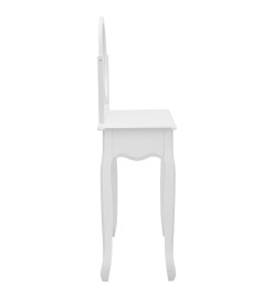 Coiffeuse et tabouret Blanc 65x36x128 cm Bois de paulownia MDF