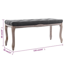 Banc Lin Bois solide 110x38x48 cm Gris foncé