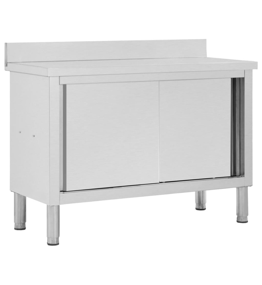 Table de travail avec portes coulissantes 120x50x(95-97)cm Inox