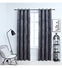 Rideaux occultants et anneaux 2pcs Velours Anthracite 140x175cm