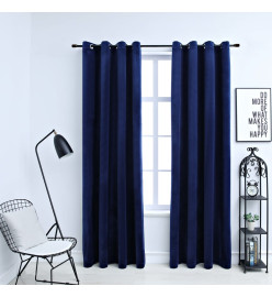 Rideaux occultants et anneaux 2pcs Velours Bleu foncé 140x245cm