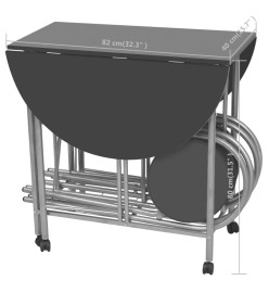 Ensemble de salle à manger pliable 5 pièces MDF Noir