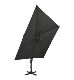 Parasol déporté à double toit 300x300 cm Noir