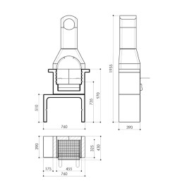 Support de barbecue au charbon de bois Béton avec cheminée