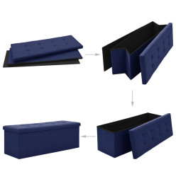 Banc de rangement pliable Bleu Faux lin