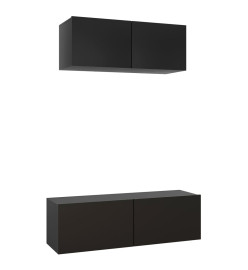 Ensemble de meuble TV 2 pcs Noir Aggloméré