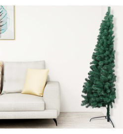 Sapin de Noël artificiel moitié avec support vert 210 cm PVC