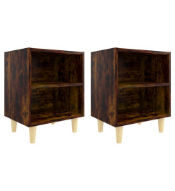 Tables de chevet et pieds en bois 2 pcs Chêne fumé 40x30x50 cm