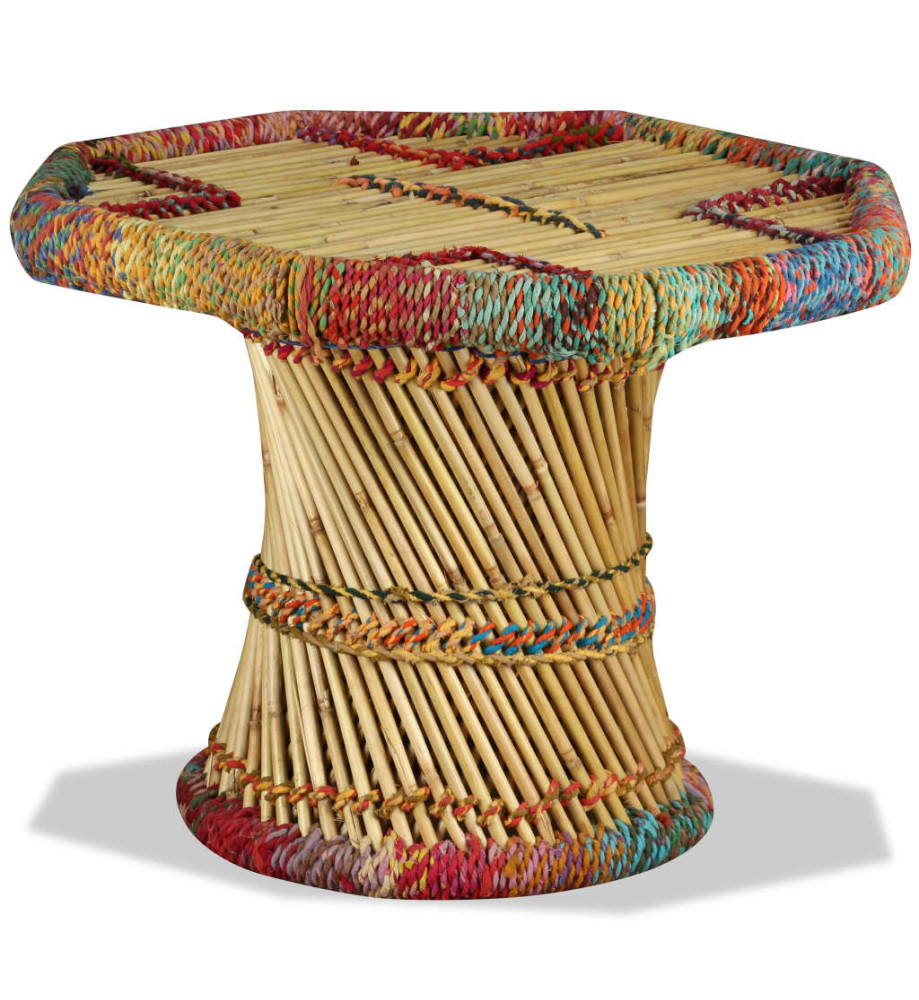 Table basse Bambou avec Détails Chindi Multicolore