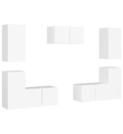 Ensemble de meubles TV 7 pcs Blanc Aggloméré