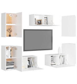 Ensemble de meubles TV 7 pcs Blanc Aggloméré