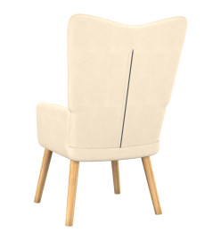 Chaise de relaxation avec tabouret Crème Tissu