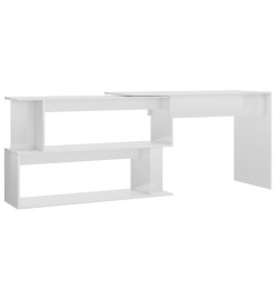 Bureau d'angle Blanc brillant 200x50x76 cm Aggloméré