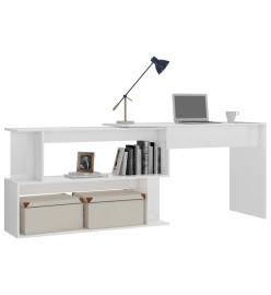 Bureau d'angle Blanc brillant 200x50x76 cm Aggloméré