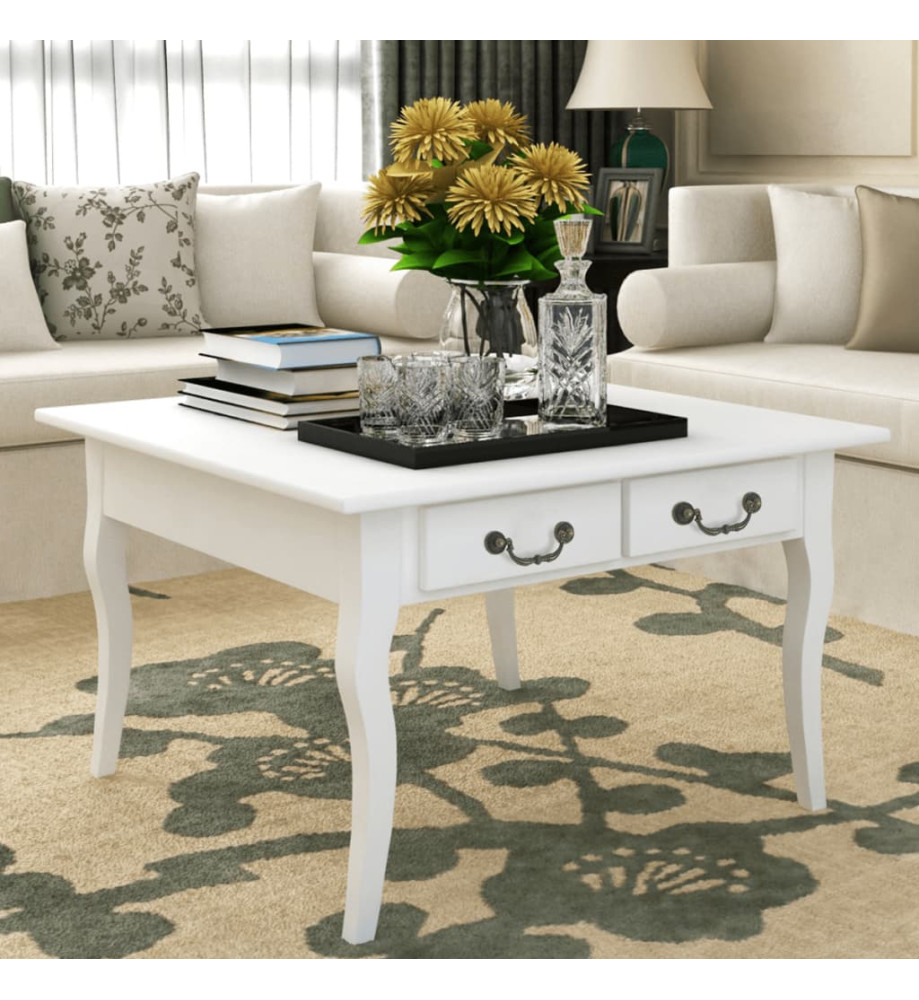 Table basse avec 4 tiroirs Blanc