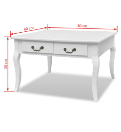 Table basse avec 4 tiroirs Blanc