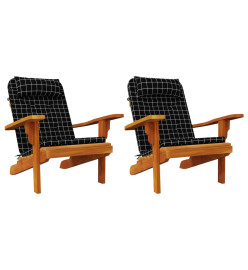 Coussins de chaise adirondack lot de 2 carreaux noir