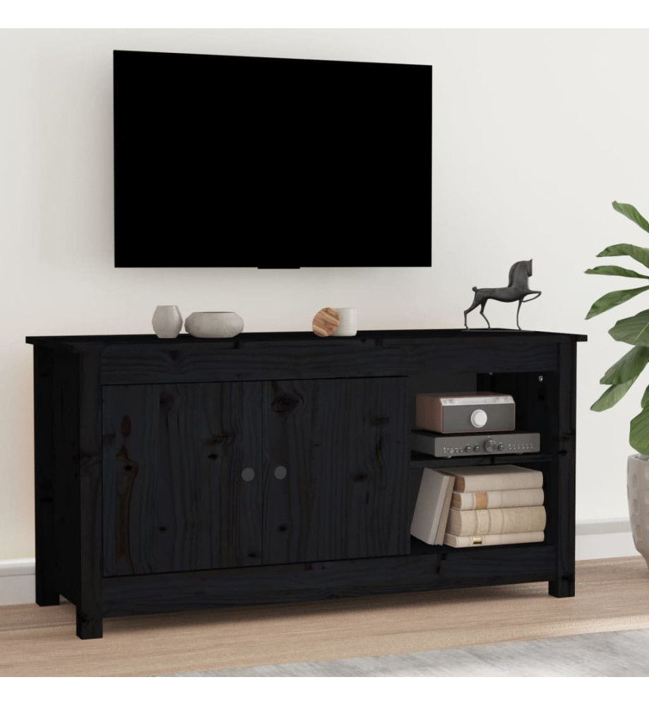 Meuble TV Noir 103x36,5x52 cm Bois de pin massif