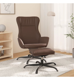 Chaise de relaxation avec repose-pied Brun brillant Similicuir