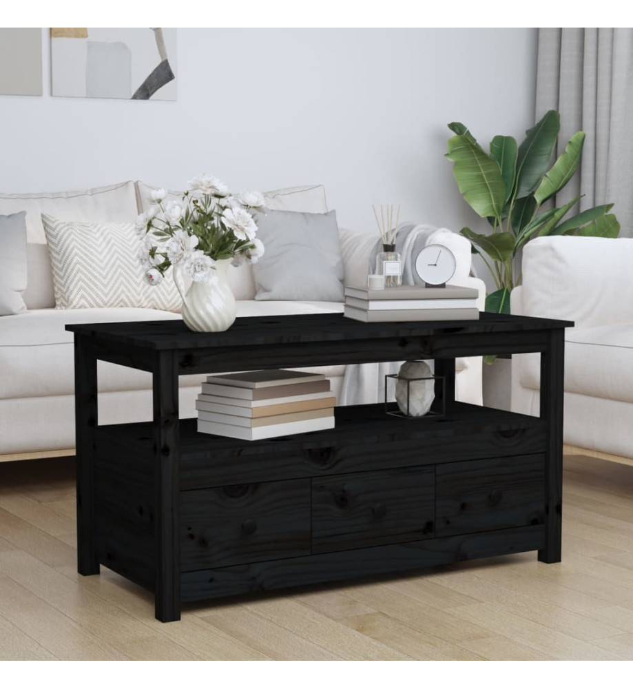 Table basse Noir 102x49x55 cm Bois massif de pin