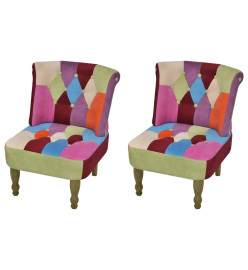 Chaises en style français lot de 2 avec design patchwork tissu