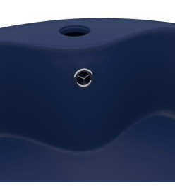 Lavabo de luxe avec trop-plein Bleu foncé mat 36x13cm Céramique