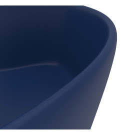 Lavabo de luxe avec trop-plein Bleu foncé mat 36x13cm Céramique