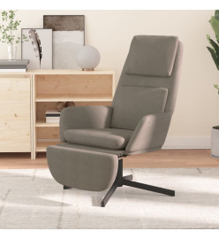 Chaise de relaxation avec repose-pied Gris clair Velours