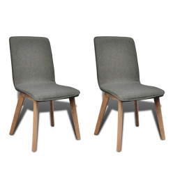 Chaises à manger lot de 2 gris clair tissu et chêne massif