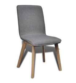 Chaises à manger lot de 6 gris clair tissu et chêne massif