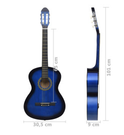 Guitare classique pour débutants Bleu 4/4 39" Tilleul