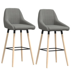 Tabourets de bar lot de 2 gris clair tissu