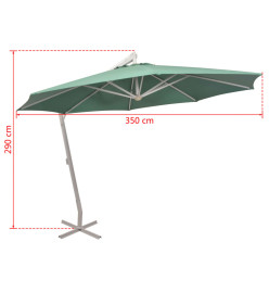 Parasol 350 cm Poteau en Aluminium Vert