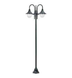 Lampadaire de jardin E27 220cm Aluminium 3 lanternes Vert foncé