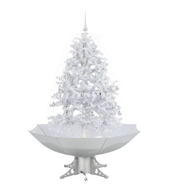 Arbre de Noël neigeux avec base de parapluie Blanc 140 cm