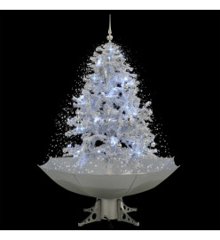 Arbre de Noël neigeux avec base de parapluie Blanc 140 cm