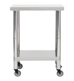 Table de travail de cuisine avec roues 80x30x85 cm Inox