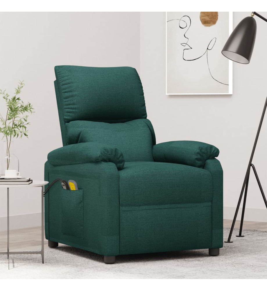 Fauteuil électrique de massage Vert foncé Tissu