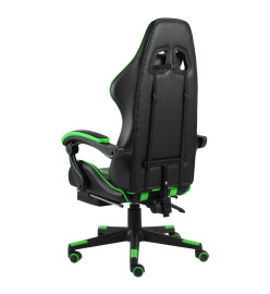 Fauteuil de jeux vidéo avec repose-pied Noir et vert Similicuir