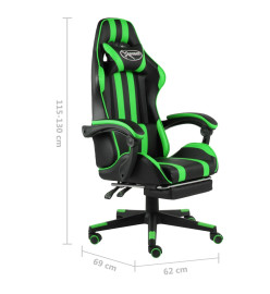 Fauteuil de jeux vidéo avec repose-pied Noir et vert Similicuir