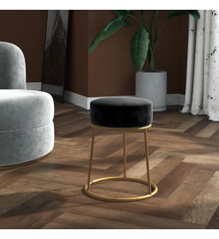 Tabouret rond Noir Velours