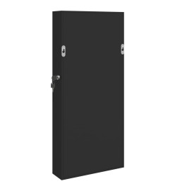 Armoire à bijoux avec miroir murale noir 30x8,5x67 cm