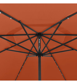 Parasol d'extérieur avec LED et mât en métal 400 cm Terre cuite