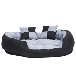 Coussin réversible lavable pour chien Gris et noir 110x80x23 cm