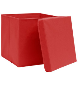 Boîtes de rangement et couvercles 4 pcs Rouge 32x32x32 cm Tissu