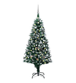 Arbre de Noël artificiel pré-éclairé/boules pommes de pin 150cm